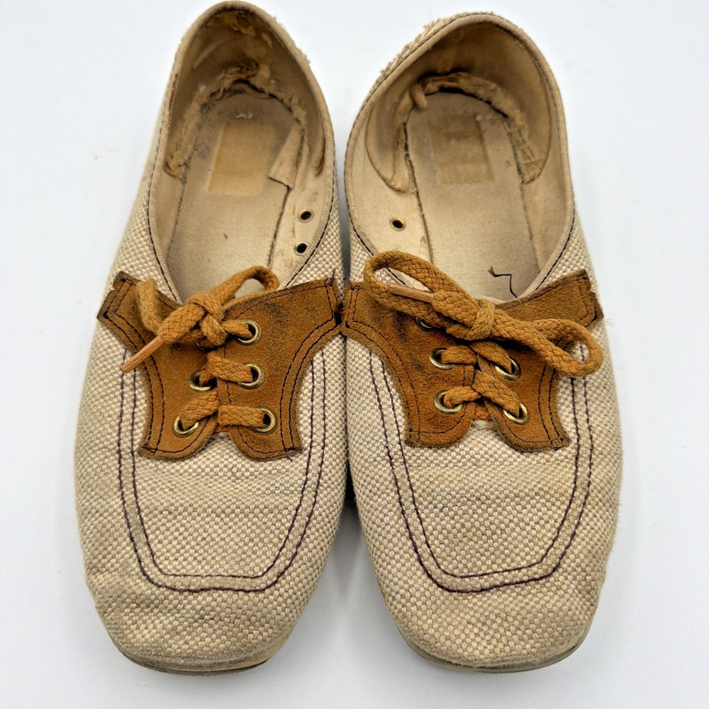 Vtg 60s Brunswick Rockabilly Retro Oxford Canvas Bowling Shoes Womens 5.5 -8.75"